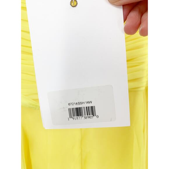 MAC DUGGAL Dress Size 14 / 14W Evening Gown Yellow NEW V Neck Slit - Picture 8 of 9